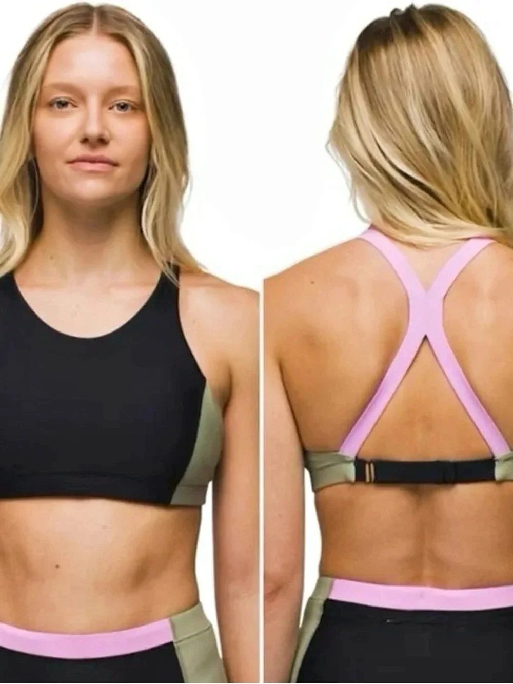 Prana Baja Bound Top & Aurelia Bottom Black & Pink XL NWT Beach Swim Bikini Set